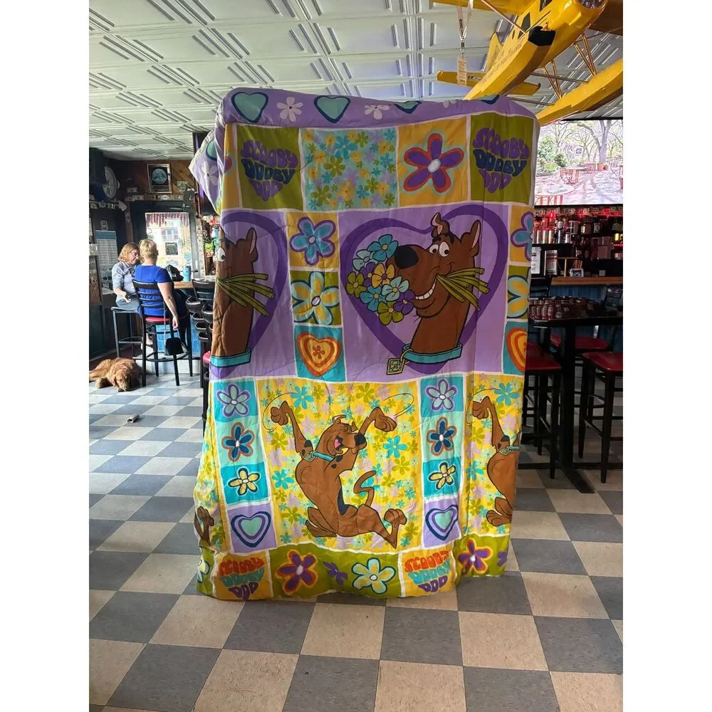 Vintage 2000s Scooby-Doo Twin Reversible Comforter Blanket Floral Y2K